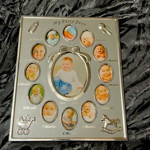 Baby’s first year photo frame - silver